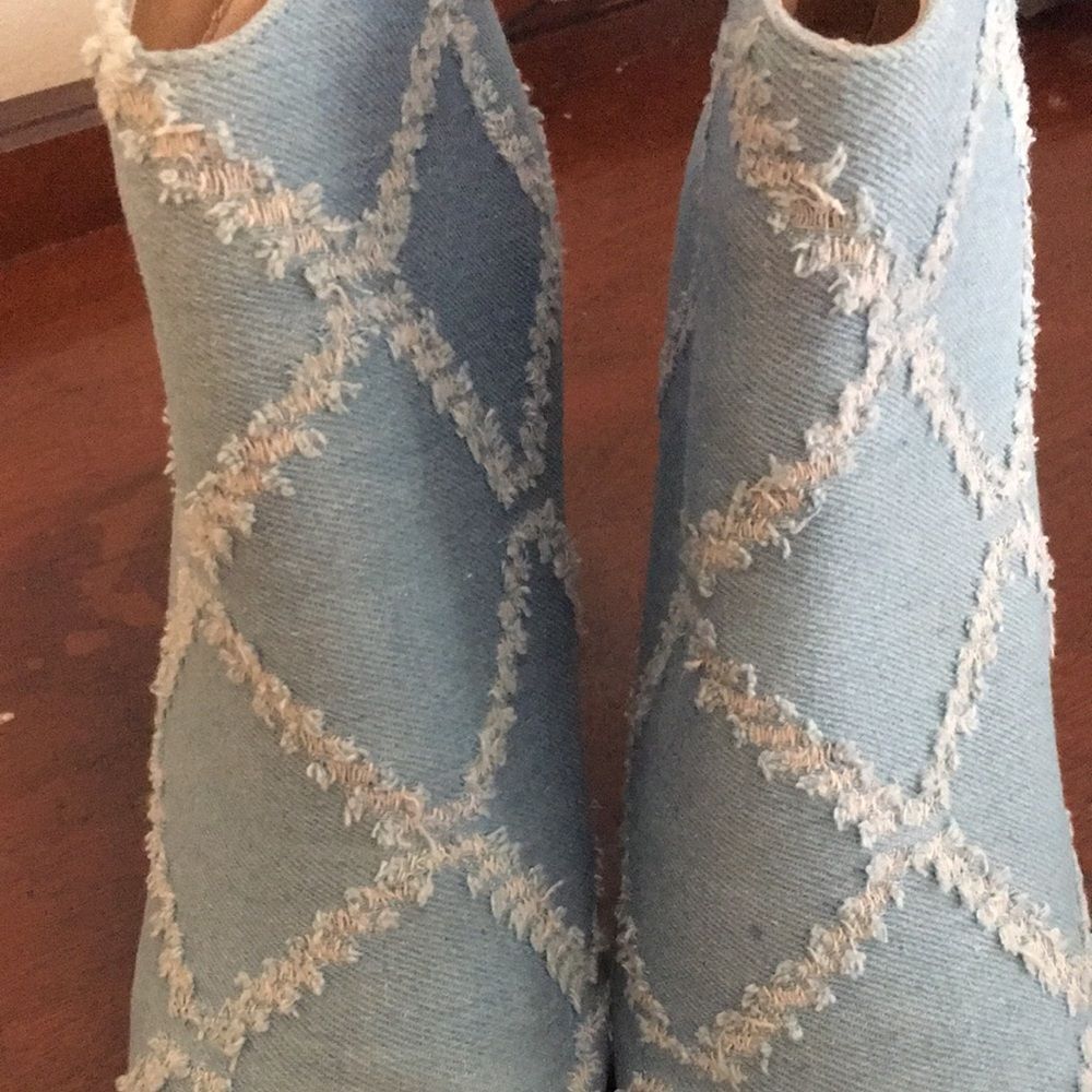 Blue peep toe ankle booties - Picture 10 of 12